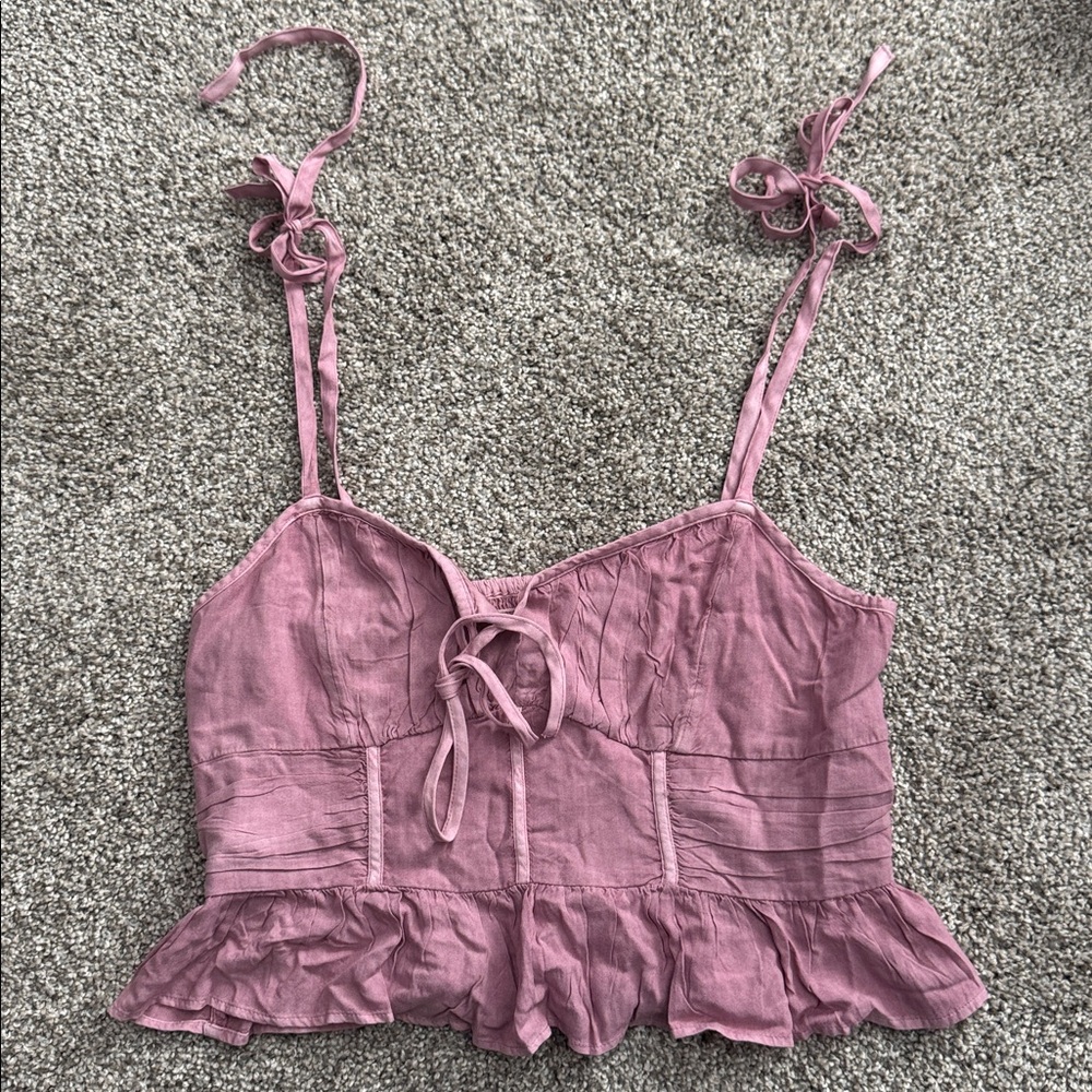 New with Tags American Eagle Outfitters AE Corset Peplum Top in Purple - Picture 7 of 9